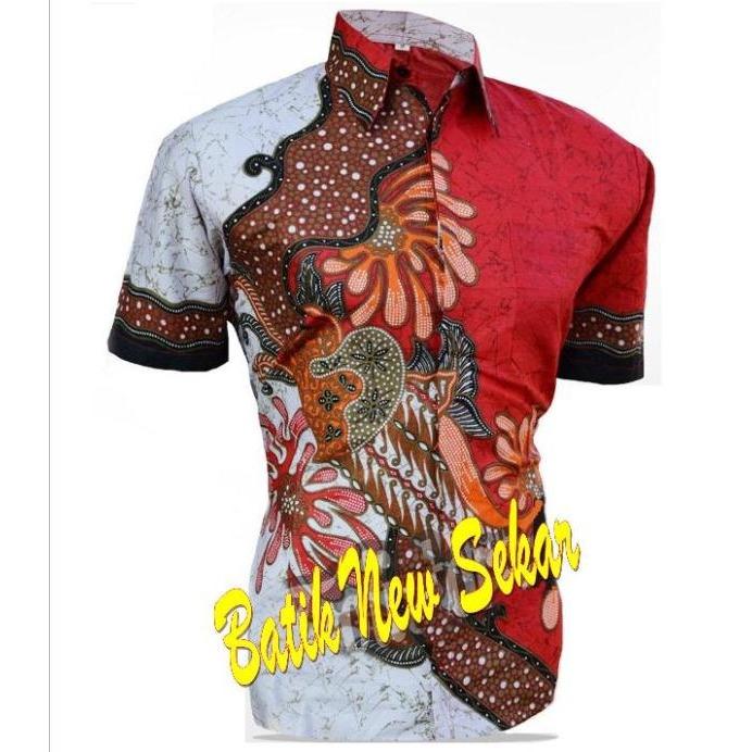 Kemeja Hem Batik Pria Lengan Pendek Motif New Sekar Batik Pekalongan