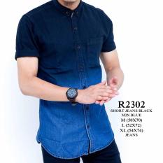 kemeja jeans gradasi navy black
