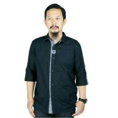 kemeja koko hitam pria lengan panjang-baju muslim distro murah ori