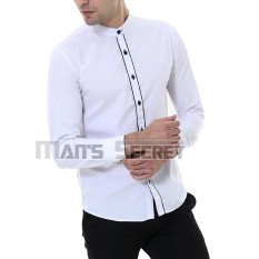 Kemeja Koko Muslim Slimfit katun Dolby Tangan Panjang Putih