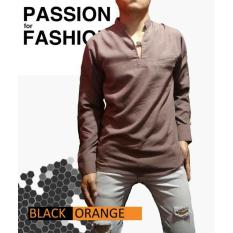 Kemeja Koko Shirt Long Sleeve Brown Merk Black Orange - Ilzcqo