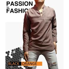 Kemeja Koko Shirt Long Sleeve Brown Merk Black Orange - Ilzcqo