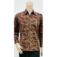KEMEJA LENGAN PANJANG BATIK SOGAN - BAJU BATIK PRIA - BATIK SOLO B75-08 PREMIUM
