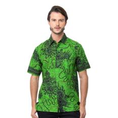 Kemeja Motif Keong Hijau Stabilo
