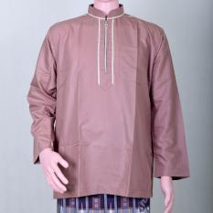 Kemeja Muslim Pria, Baju Koko Coklat Susu Resleting Murah Berkualitas Simple Keren dan Berwibawa