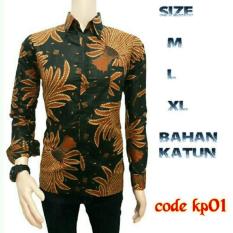 kemeja panjang batik pria kp01 sogan jokowi coklat | BATIK PEKALONGAN