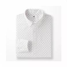 KEMEJA PANJANG UNIQLO EXTRA FINE COTTON BROAD CLOTH CUT DOBBY SHIRT ORIGINAL - WHITE RED