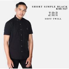 Kemeja Pendek Hitam the most terlaris termurah nyaman adem di pakai kerja kantor sehari hari beli baju pria distro bandung atasan pria keren