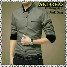 Kemeja Pria Andreas Dark Gray New