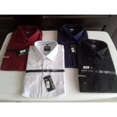 Kemeja Pria Formal Lengan Panjang Polos Maroon Merk Jerry Moss