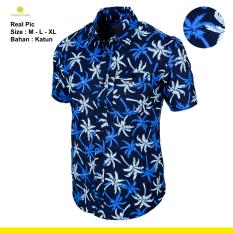 Kemeja Pria Keren Lengan Pendek Panjang Motif Batik Polos Slim fit Flanel - KODE ALVIN