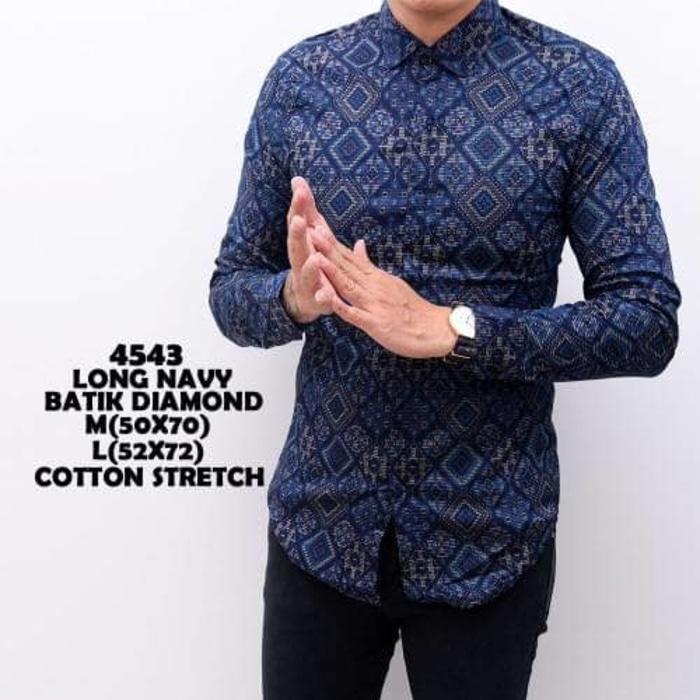 Kemeja Pria Murah Batik Songket Lengan Panjang Baju Resmi Cowok Slim