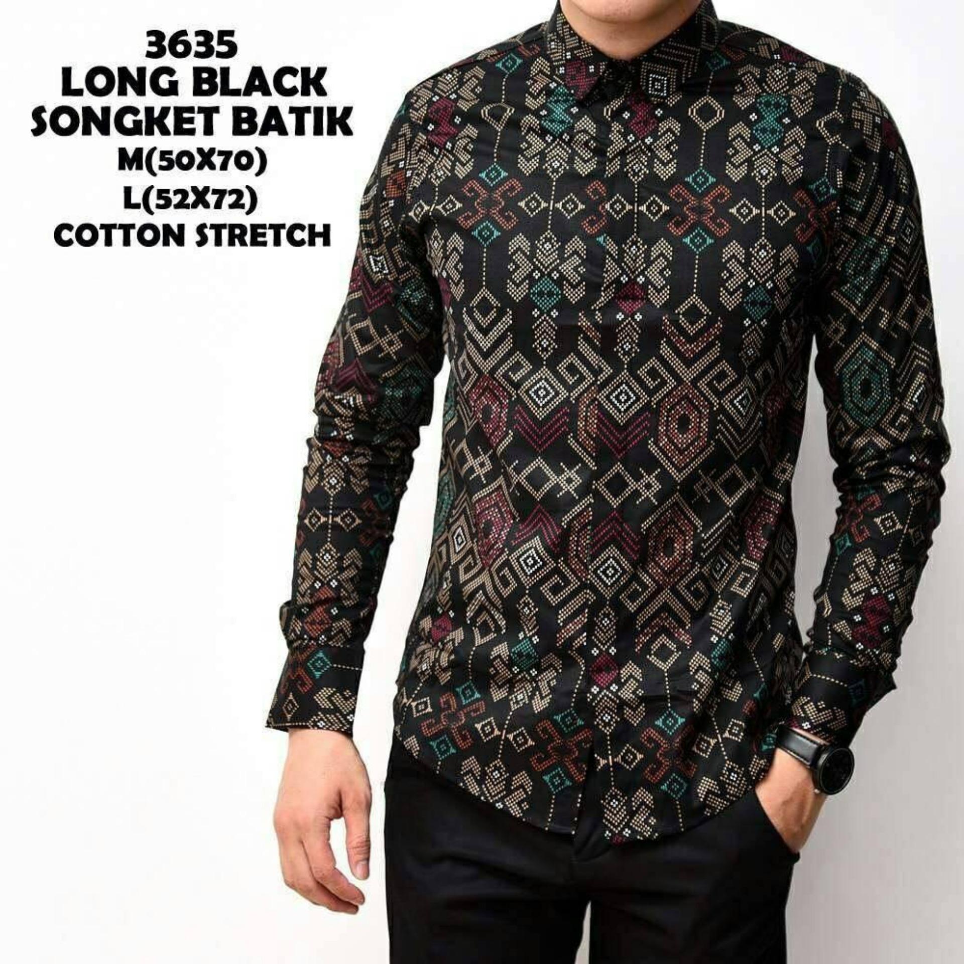 Kemeja batik songket pria slimfit / baju atasan batik pria / kemeja pria murah batik songket 3635