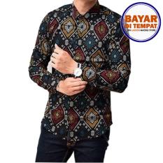 Kemeja Pria Slimfit Kemeja Batik Songket Pria Lengan Panjang Batik Songket Hitam