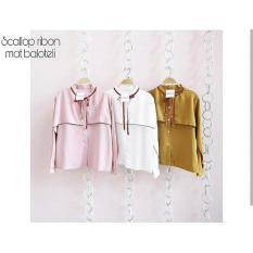 kemeja wanita lucu / Atasan ibu menyusui / baju busui : Scallop Ribon