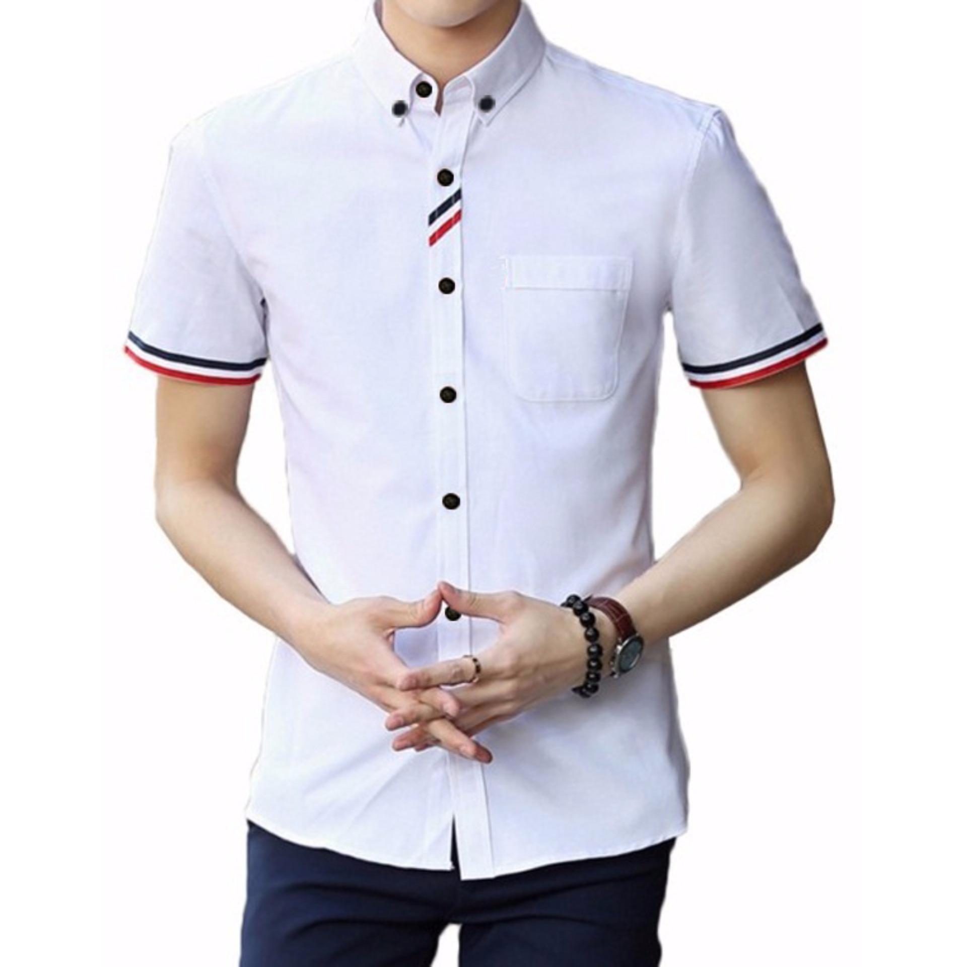 Kemura-Kemeja Pria Model Terbaru Premium Mat White Comby Short Sleeve