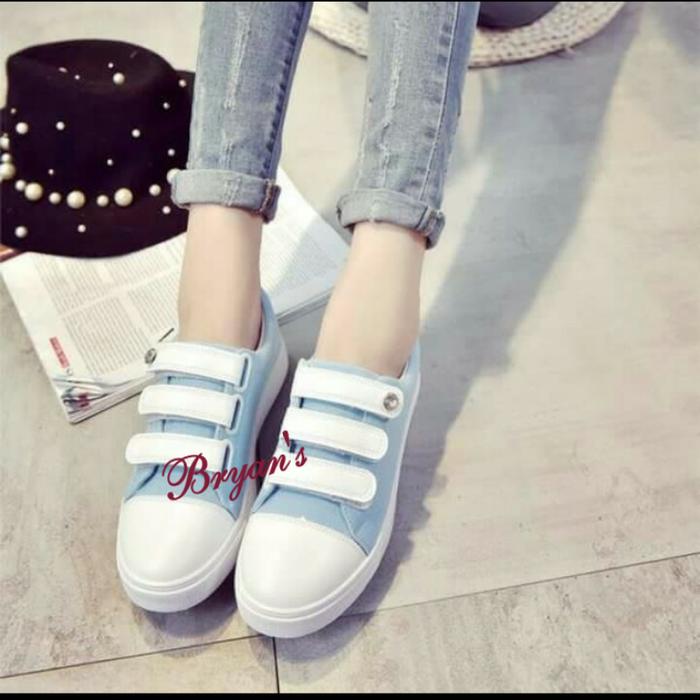 KETS DENIM GRANDE PREPET VELCRO BIRU MUDA