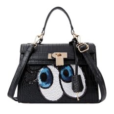 KGS Tas Casual Wanita Big Eyes Locked Croco Handbag - Hitam