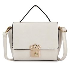 KGS Tas Selempang Wanita Impor Casual Formal Floral Lock Mini Satchel Bag - Putih