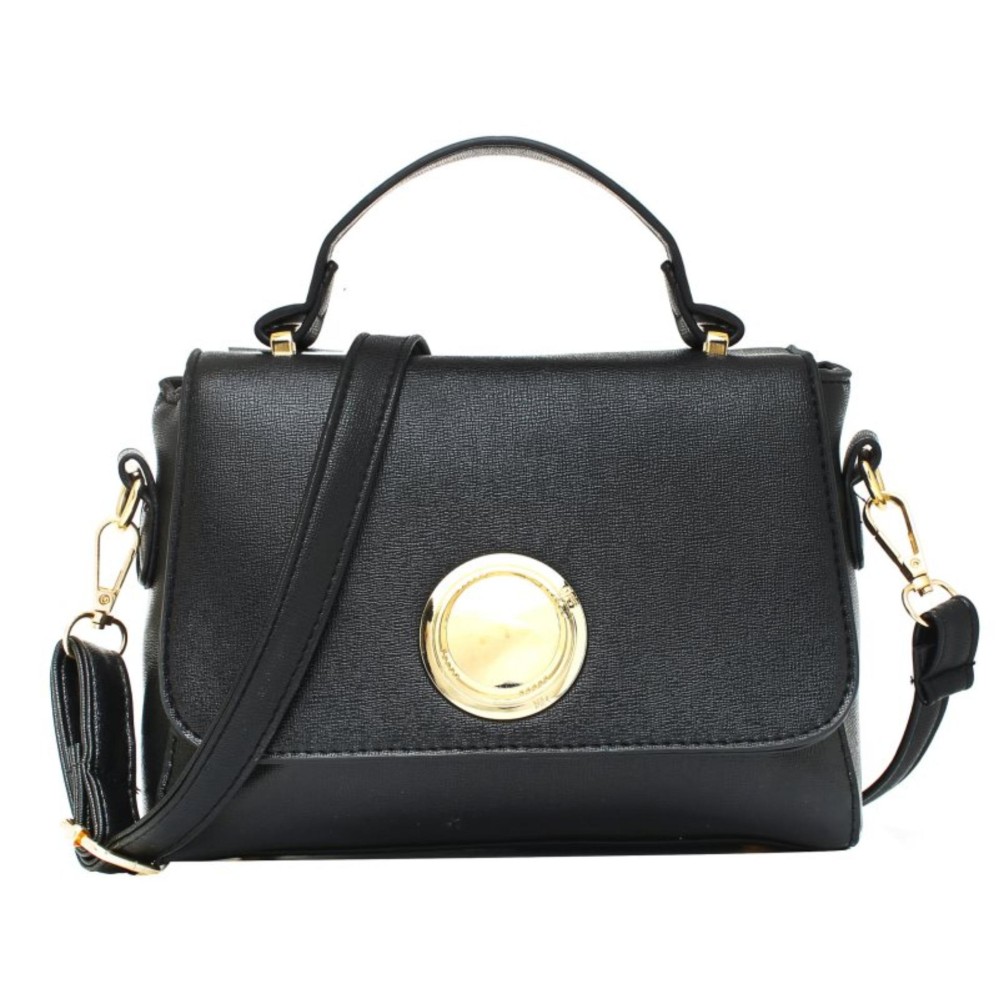 KGS Tas Selempang Wanita Impor Formal Golden Circle Satchel Hitam