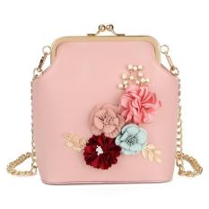 KGS Tas Wanita Selempang Casual Formal Flowers Frame Bag - Pink