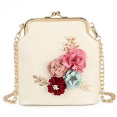 KGS Tas Wanita Selempang Casual Formal Flowers Frame Bag - Putih