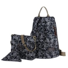 KGS Tas Ransel Backpack Wanita Impor Casual Sekolah Alphabet 3 in 1 - Hitam