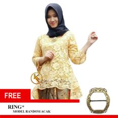 Khalifah Kebaya Brukat Wanita Modern Muslim Premium Baju Atasan Wanita Free Ring