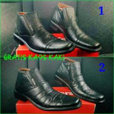 Kickers Boots Pantofel Retsleting Kulit Sapi Hitam / Sepatu Kerja Kantor Formal Pria