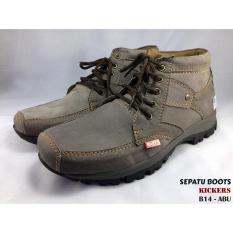 KICKERS SEPATU BOOTS MURAH KULIT ASLI WARNA GREY SOL B14