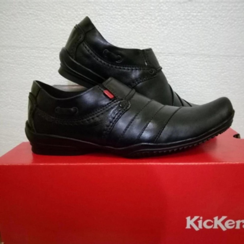 Kickers sepatu pria Kulit Asli model KR 018 Black