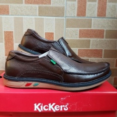 Kickers Sepatu Pria slip on Kulit jeruk Asli Model KS 4458 coklat