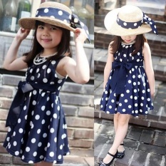 KIDS Anak Pakaian Polka Dot Girl Chiffon Sundress Gaun BU/XL-Intl