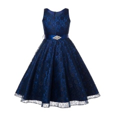 Anak Gadis Sleeveless Tutu Gaun Prom Pesta Gaun Ulang Tahun Putri Gaun dengan Sabuk-Intl