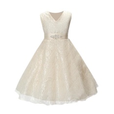 Anak Gadis Sleeveless Tutu Gaun Prom Pesta Gaun Ulang Tahun Putri Gaun dengan Sabuk-Intl