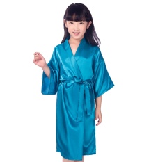 Anak-anak Warna Polos Satin Anak Kimono Jubah Bridesmaid Bunga Perempuan Gaun Anak Bathrobe Gaun Tidur Bayi Perempuan Rumah Aus internasional
