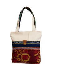Kinjenk Tote Bag Kanvas Tenun Lurik - Merah-Biru