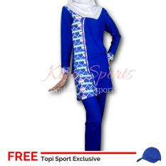 Kira Pakaian Olahraga Wanita / Baju Senam Muslim Wanita Joging Lari Yoga FREE Topi Sporty NJ1091117-Blu