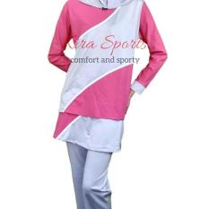 Kira Sports Baju Senam Muslim Wanita / Pakaian Olahraga Muslim Outdoor / Setelah Atasan Panjang dan Celana Panjang Fitness Indoor Outdoor Untuk Zumba Joging Yoga Lari NJ1051017-Pnk SALE