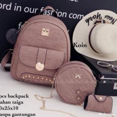 Tas BACKPACK/Ransel/TAS MINI BACKPACK/Tas Anak/Tas 3in1/Tas 4in1/TAS CROS BODY/TAS Drawstring backpack/Tas Messenger/Tas Chanel/Tas Dior/Tas FendI/Tas Louis Vuitton/Tas Prada/Tas Gucci/Tas murah KOIN 3PC BACKPACK BROWN