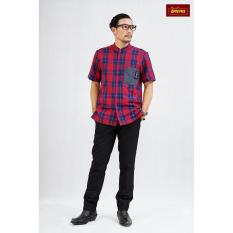 Koko Ayah Dannis Baju Muslim Sarimbit Country Side - Merah Kotak Kotak - Lengan Pendek