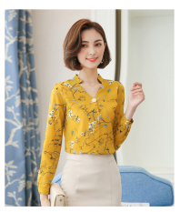 Korea Baru Wanita Kerah V Baju Dalaman Warna Kemeja Jersey Rayon (Kuning)