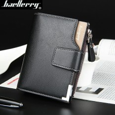 Korea Fashion Style bagian vertikal mahasiswa multifungsi dompet pria pendek ayat wallet (Hitam tidak ada