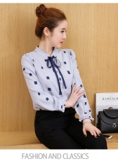Korea Fashion Style Baru Kemeja Sifon (Light Blue) baju wanita baju atasan kemeja wanita