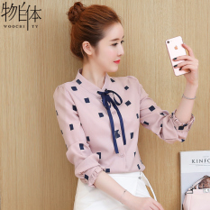 Korea Fashion Style Baru Kemeja Sifon (Merah Muda Warna) baju wanita baju atasan kemeja wanita