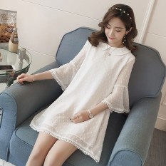 Korea Modis Gaya Baru Manis Blus Bayi Doll Baju Hamil Musim Panas Gaun (Putih)