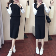 Korea Modis Gaya Baru Musim Gugur Lengan Panjang Model Trendi Baju Hamil (3344 Hitam Setelan Rok)