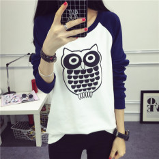 Kaos Korea Fashion Style Baru Musim Semi Atasan Wanita (Biru Tua)
