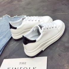 Korea Fashion Style Baru Renda Sepatu Sepatu Kets Putih (Putih Hitam)