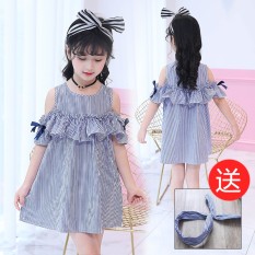 Korea Fashion Style Baru Siswa Sekolah Dasar Anak Perempuan Anak Rok Gadis Gaun (Angkatan Laut Biru)